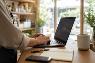 Artisan ou commerçant préparant son site internet professionnel